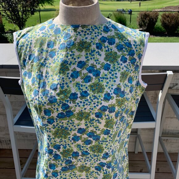 Vintage 50s 60s Floral House Dress Sleeveless Short Cottagecore Loungewear - Picture 2 of 16